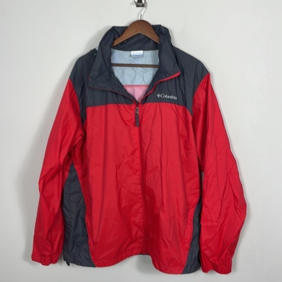 Columbia red and Charcoal gray windbreaker or rain jacket men size XL - Picture 1 of 7